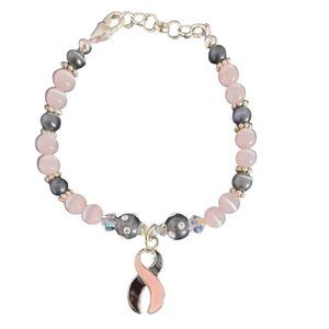 Black & Pink Ribbon Awareness Bracelet #48